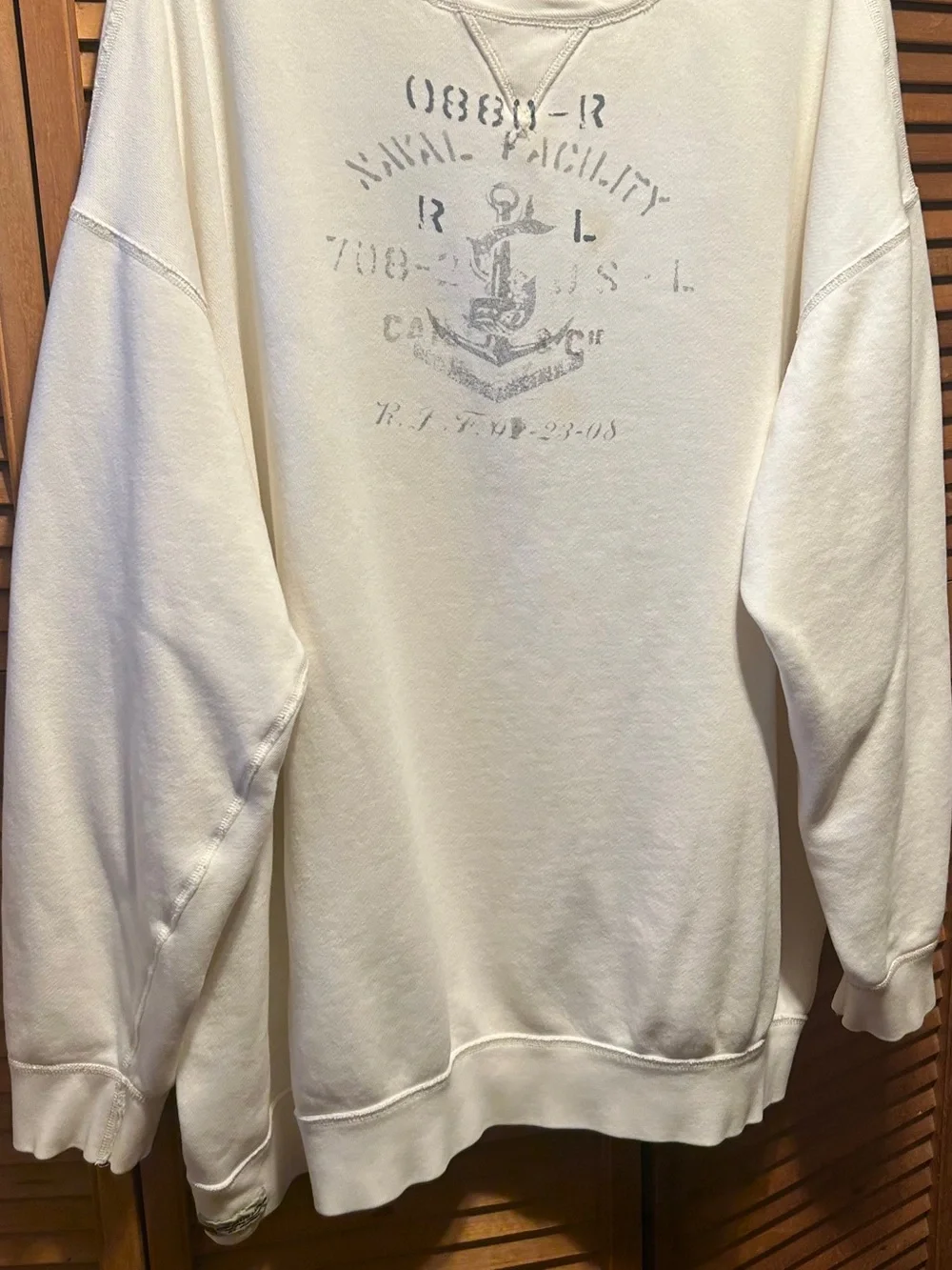 Polo Ralph Lauren Cream Crewneck Sweatshirt with Faded Anchor Graphic